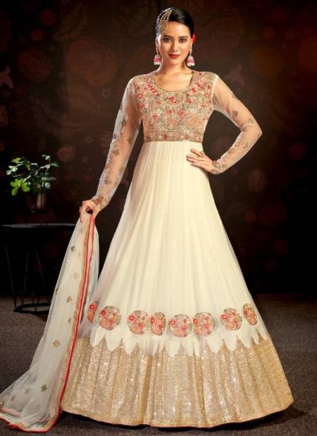 Cream Colour HOTLADY NASHEEN 3 Fancy Wedding Wear Heavy New Long Anarkali Suit Collection 7914